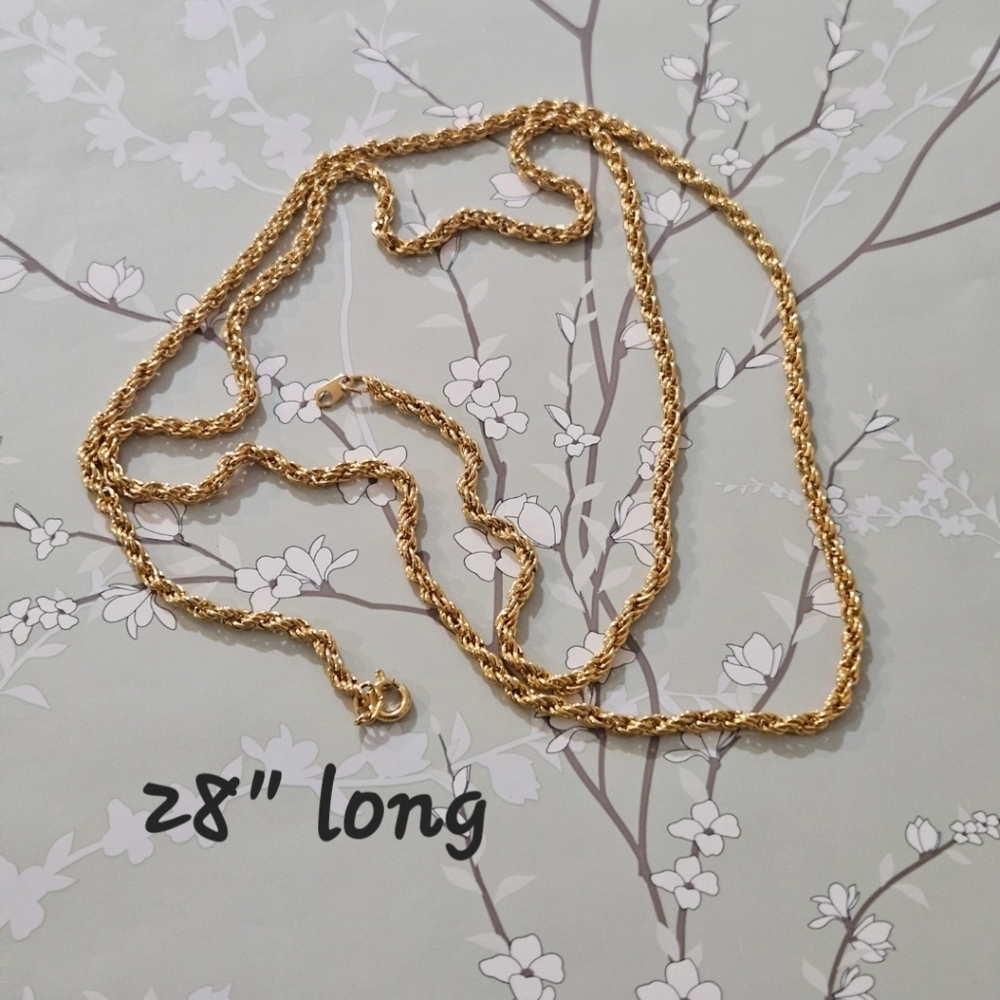 Long Gold Rope Chain Necklace - Picture 5 of 11